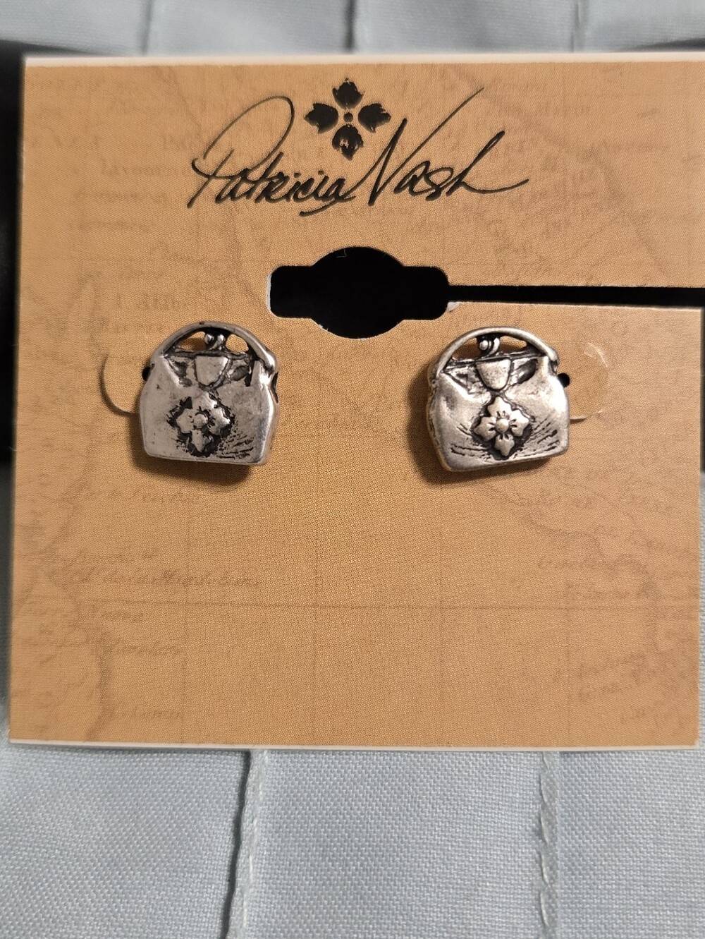 Patricia Nash Silver Handbag Stud Earrings